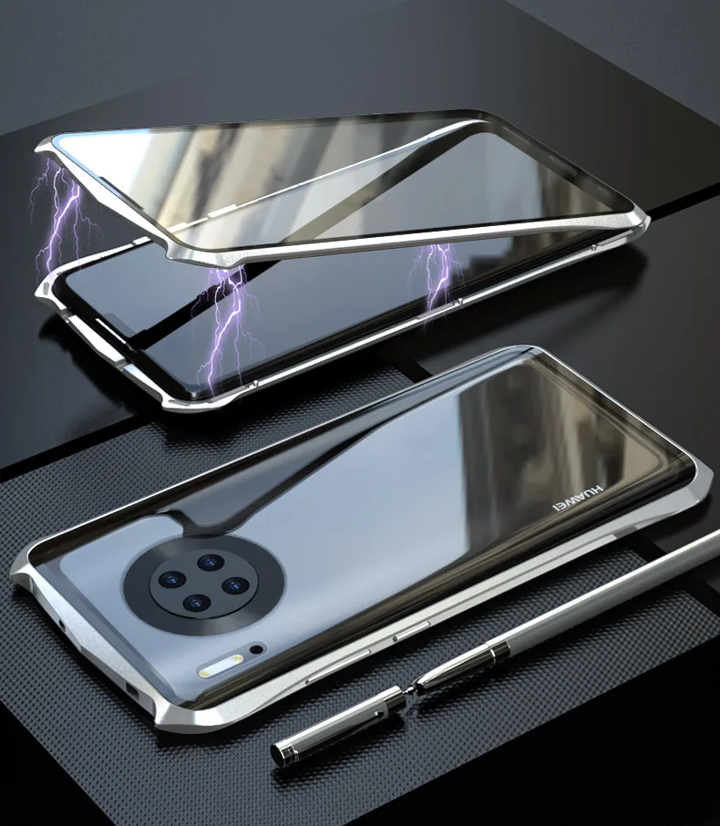 Для huawei mate 30 Pro Чехол в стиле летучей мыши тонкая металлическая рамка взрывозащищенный чехол из закаленного стекла с магнитной адсорбцией