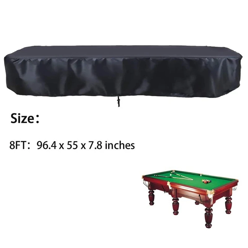 Huhebne 8Ft Billiard Pool Table Cover with Drawstring Durable Waterproof Table Cover for Rectangle Table Black 
