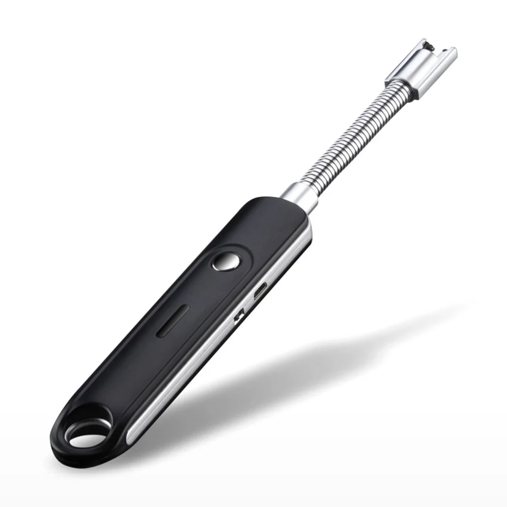Black USB импульсная для приготовления пищи зажигалка для кемпинга шланг электрическая зажигалка перезаряжаемая беспламенная Lgnition пушка ветрозащитная беспламенная - Цвет: Black