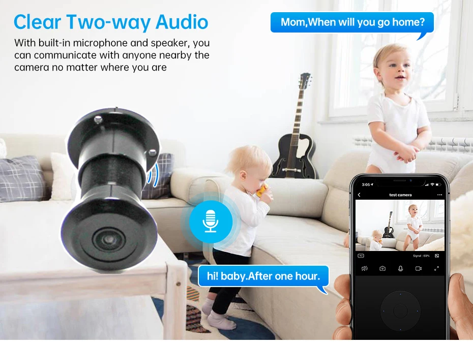 عائلة تستخدم الصوت ثنائي الاتجاه عبر تطبيق تويا