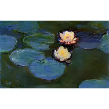 

Hand Painted Art Paintings by College Teachers - Water Lilies II Claude Monet flowers - Oil Painting on Canvas