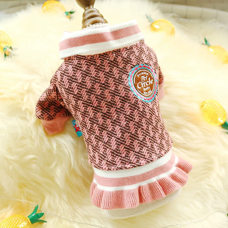 School Style Dog Clothes For French Bulldog Autumn Winter Pet Outfit Dresses Coat Girl Two Legs Coat Cat Yorkshire Accessories