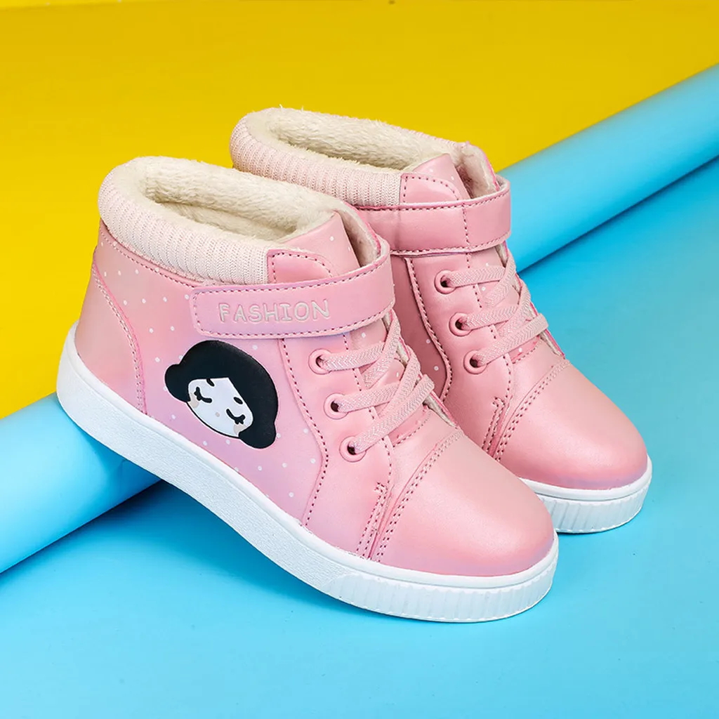 Fashion Girls Big Children Plus Velvet Comfortable Casual Outdoor Sports Shoes Warm Kids shoes Sapato Infantil детская обувь