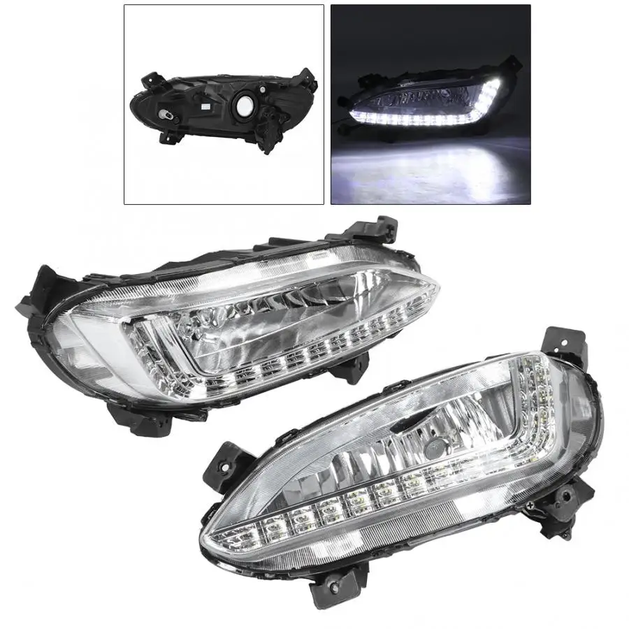 1 пара 12 в светодиодный DRL дневные ходовые огни подходят для hyundai Santa Fe IX45 2013- лампочки аксессуары automovil