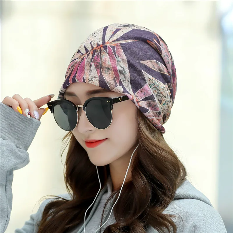 

1pcs Women's gorras Beanies Caps 2020 Summer Cotton prints Ventilation elastic Travel Headscarf Ladies Casual Skullies Hats