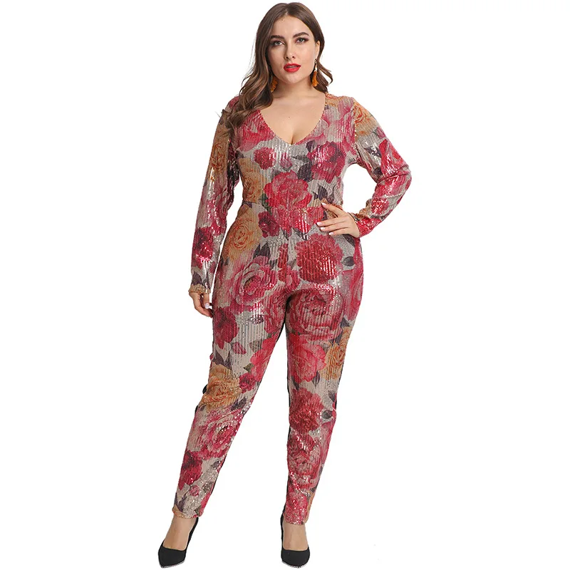 plus size floral jumpsuit with sleeves
