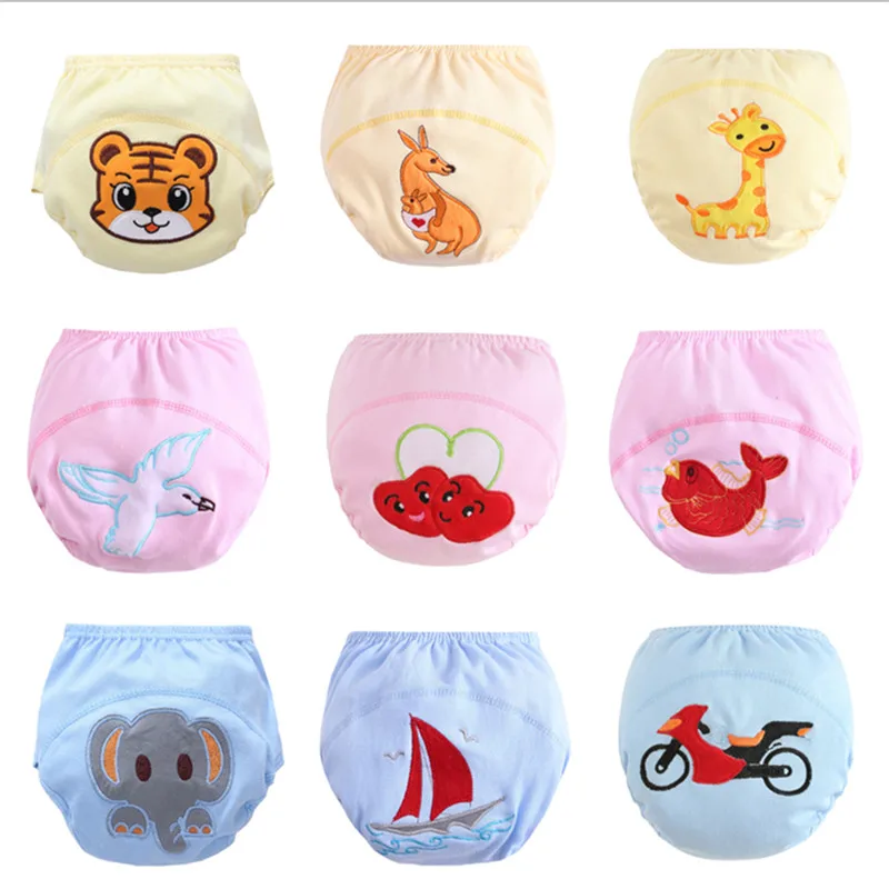 Learning-Pants Diapers-Cover Nappies Washable Newborn Baby Cotton Bebe 10-Pc/Lot