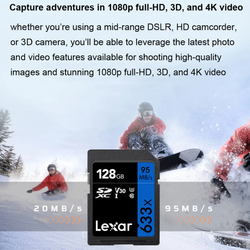 Lexar ޸ SD ī, ī޶ ÷ ī, 32GB, 633X U3 Class10, 128GB, UHS-I C10, 64GB, 256GB, 1667X