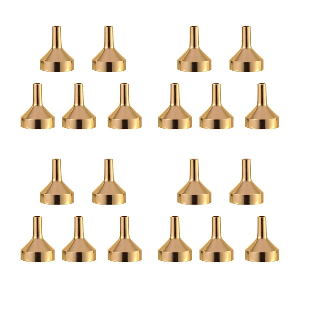 Mini Gold Funnel Aluminium Material for Filling Small Bottles Transferring Liquid Refill Perfume Essential Oil Lab 10 Pieces metal funnels