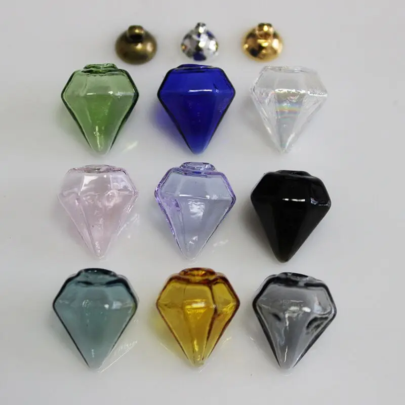 5pcs Mini Bottles With Cork/Metal Cap Pendant Cute Wishing Bottle Diamond Glass Decorative Desk Accessories Wedding Small Gift