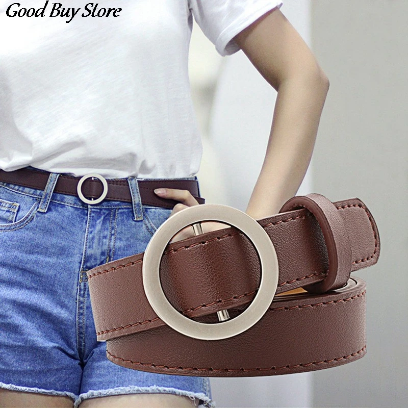 PU Leather Belts Jeans Pants Buckle Waistband for Women Adjustable