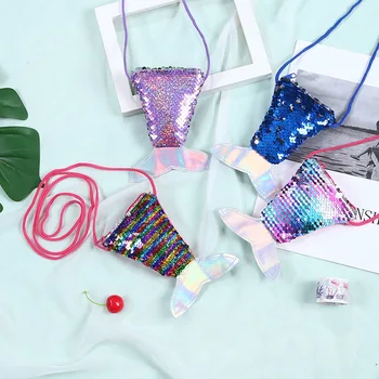 

Women Mermaid Tail Sequins Coin Purse Girls Crossbody Bags Sling Money Change Card Holder Wallet Purse Bag Pouch For Kids Gifts