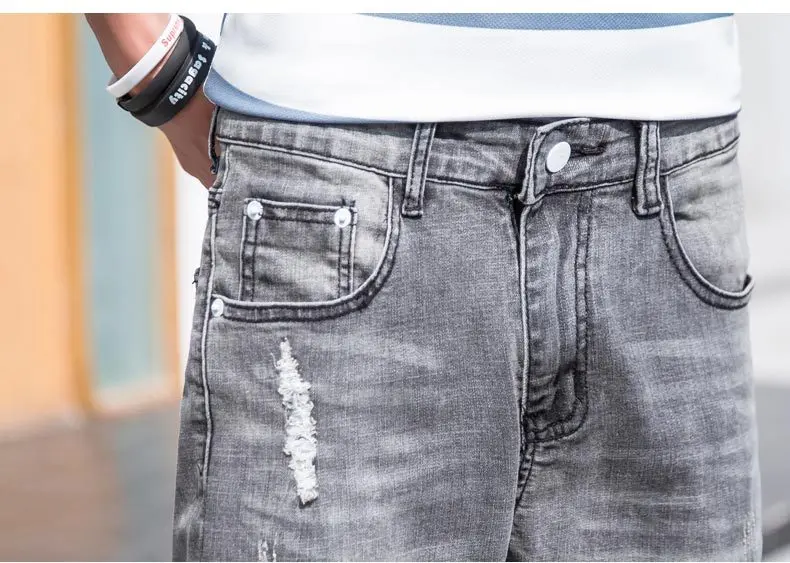 GEJIAN Summer New Fashion Jeans Men's Trend Streetwear High Quality Hip Hop Pants Brand Slim Casual Jeans Men jeans homme