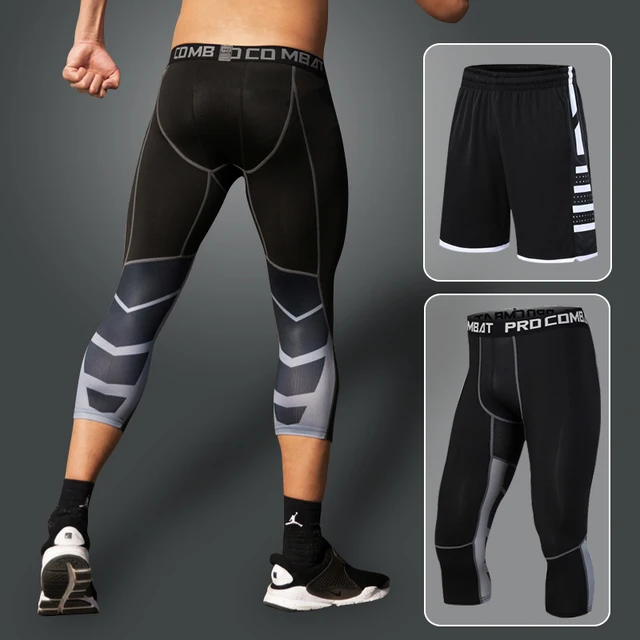 Men running compression sweatpants gym jogging leggings basketball football shorts fitness tight pants outdoor sport clothes