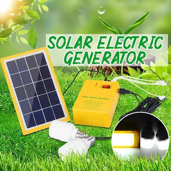 

Portable Solar Panel Power Generator LED Solar Panel Light with 2Bulbs 3 gear Dimming USB Charge Emergency System Kit