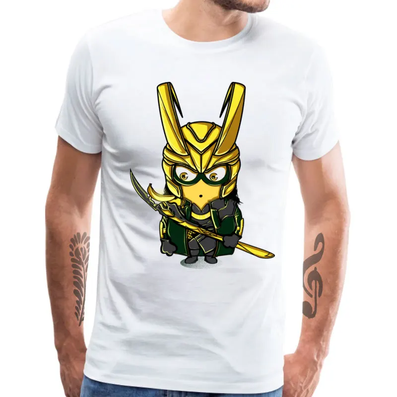 Loki Миньон Футболка мужская Марвел мультфильм футболка короткий рукав лето осень