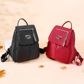 

Fashion Nylon Small Backpack Women Waterproof Solid Color Travel Multi-function Beach Soft Shoulder School Bag Bagpack #LR4