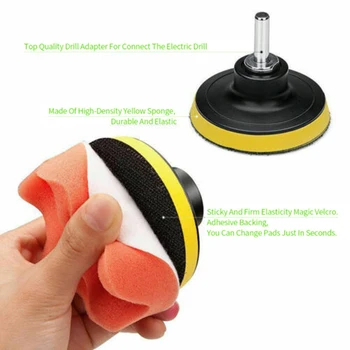 

22Pcs 3''/80mm Sponge Foam Buffing Polishing Pad Kit For Car Polisher Drill Use