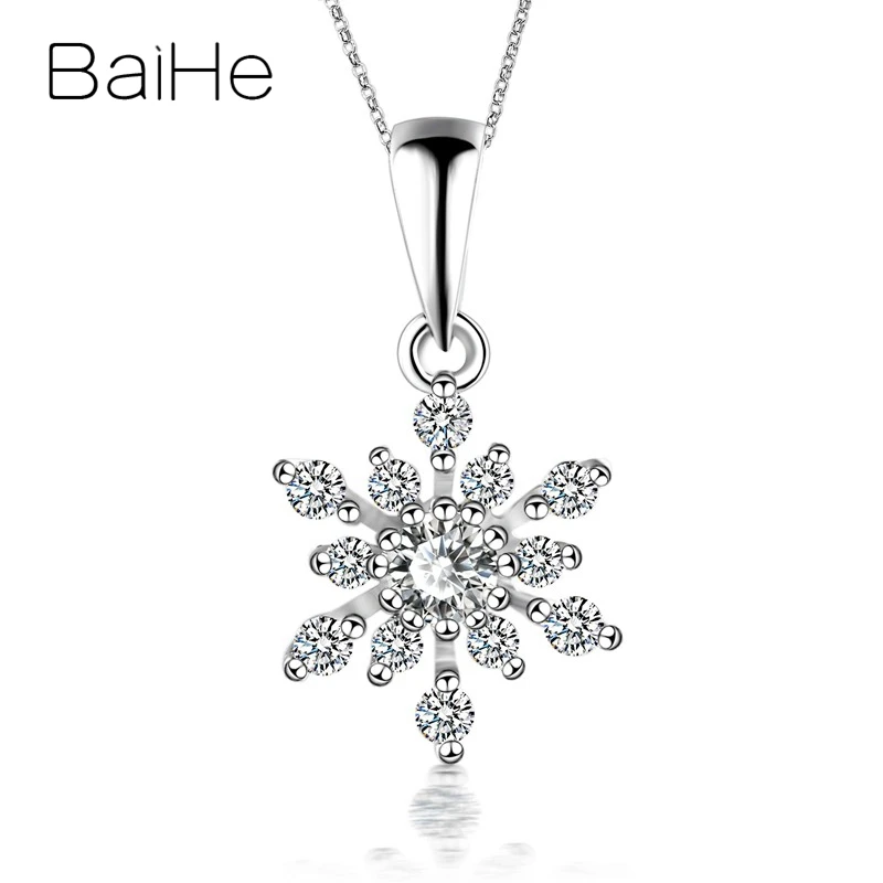 BAIHE однотонное 18K Белое Золото H/SI всего 0.28ct натуральные бриллианты свадебные
