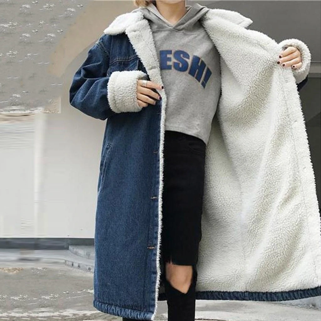 CHAMSGEND Fur Warm Winter Denim Jacket Women 2019 New Fashion Autumn Loose Cashmere Jeans Coat Women Bomber Jackets 1024