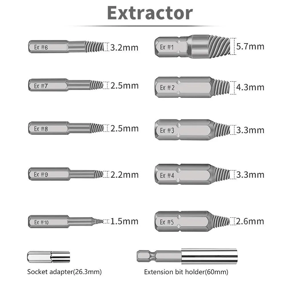 22 шт. материал поврежденный Винт экстрактор сверла направляющие набор сломанной скорости легко из болт шпилька полосатый инструмент для удаления винта B4
