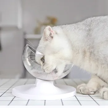 

Adjustable Pet Cat Bowl Feeders Multi-Angles Cat Snacks bowl wRounded Separable Cats Food Water Dispenser Rounded Double Bowls
