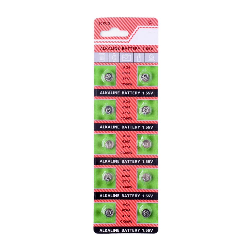 YCDC 10-100Pcs 1.55V AG4 SR626 177 Alkaline Button Cell Batteries For Watch Toys Remote Coin Battery 626A 377A CX66W Single Use