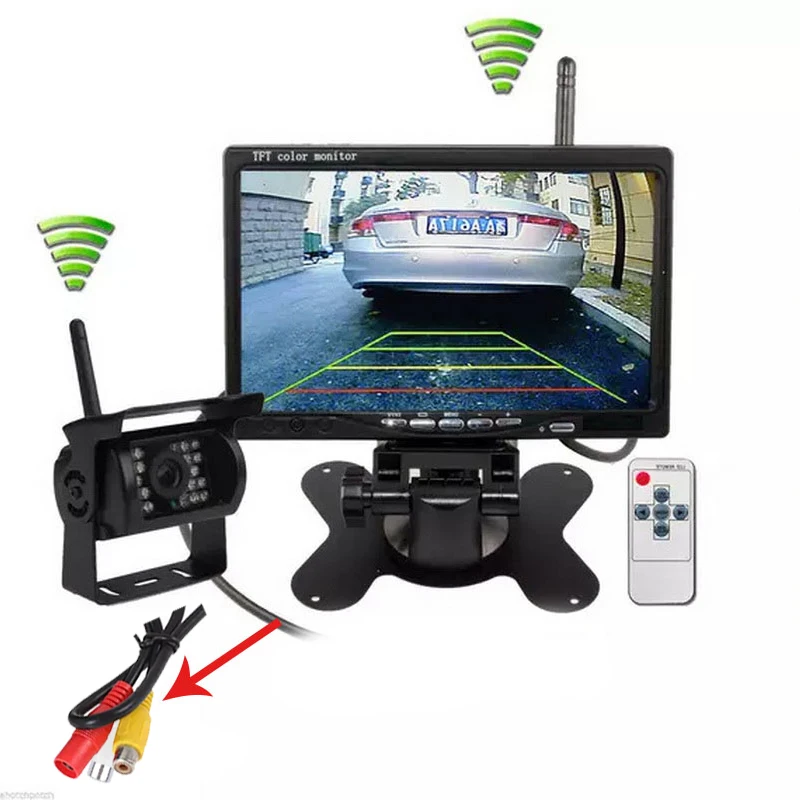 

High Quality Wireless 7 inch TFT LCD Rear View Monitor CMOS IR Night Vision Backup Camera Kit Parking System