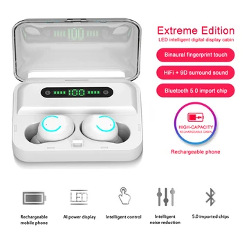 

2 Colors Wireless Earphone Bluetooth V5.0 F9 TWS Wireless Bluetooth LED Display Headsets Microphone For Xiaomi Huawei Samsung