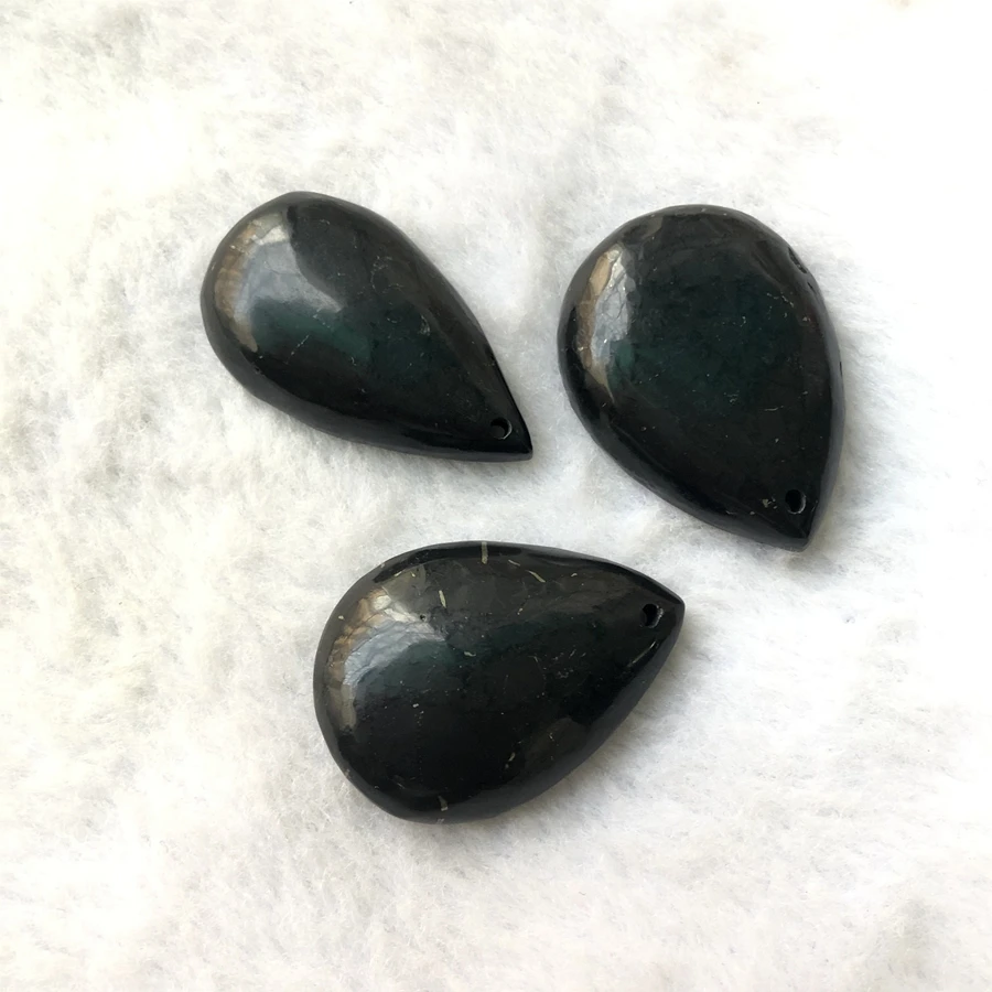 Russia Shungite !1pcs 100% Natural Shungite Bead Pendant,Pear Drop Healing Gem stone Pendant,Energy healing gem Stones 30mm+