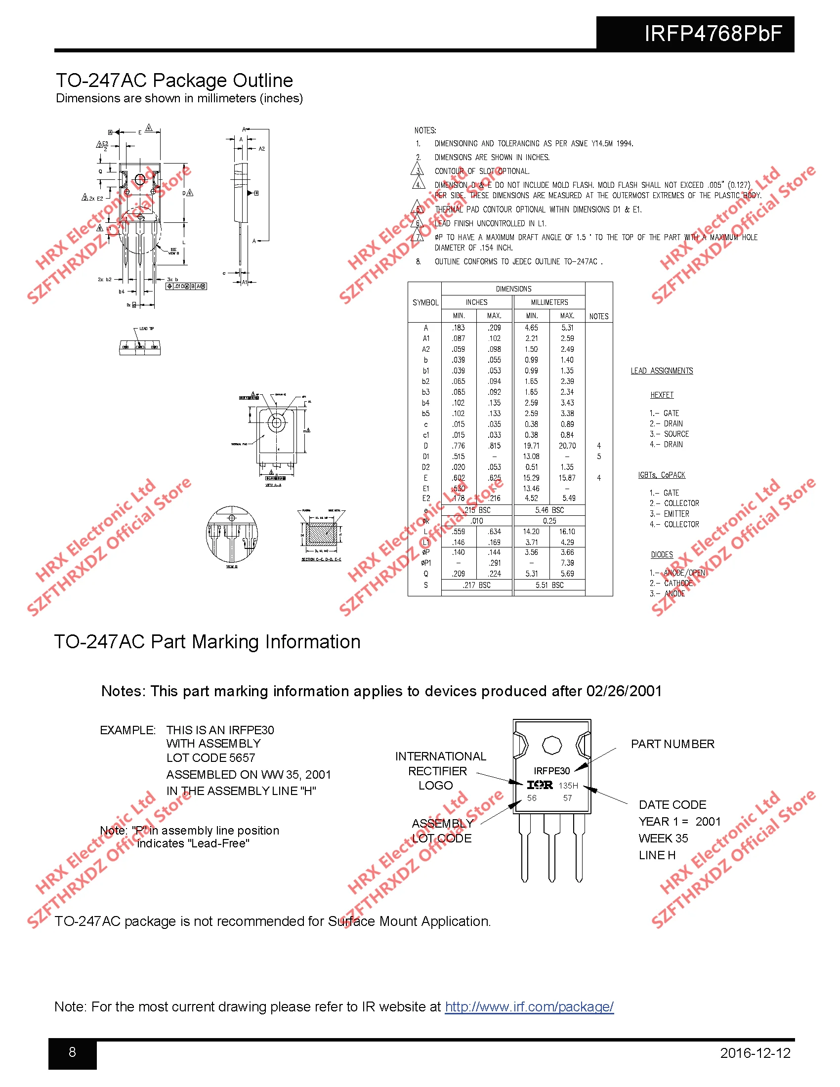 IRFP4768PBF TO-247 IRFP4768 TO247 MOSFET MOSFT 250V 93A 21mOhm 195nC Qg 25 шт/трубка(25 шт