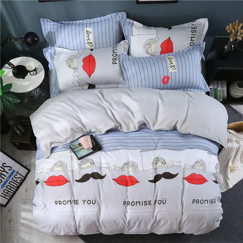 

Gray Pink 3/4pcs Girl Boy Kid Bed Cover Set Duvet Cover Adult Child Bed Sheets And Pillowcases Comforter Luxury Bedding Set