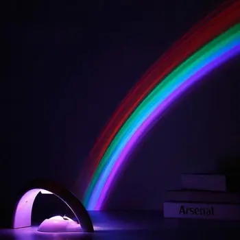 

Kids Rainbow Night Lamp Colorful LED Projector Night Light for Bedroom Cute Gift L69B