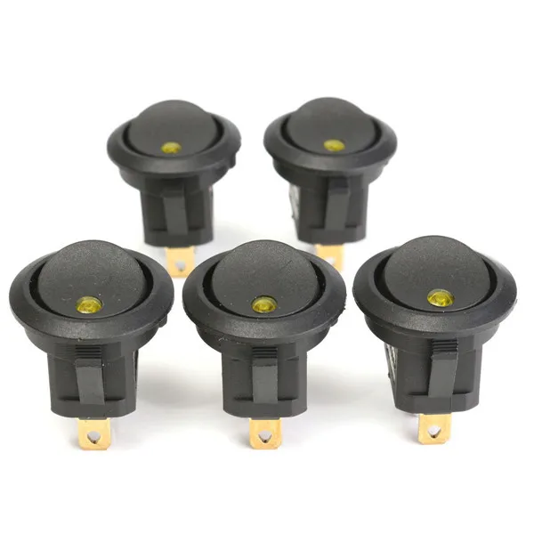 5Pcs 12V Round Rocker Toggle ON /OFF Switch 3 Pins