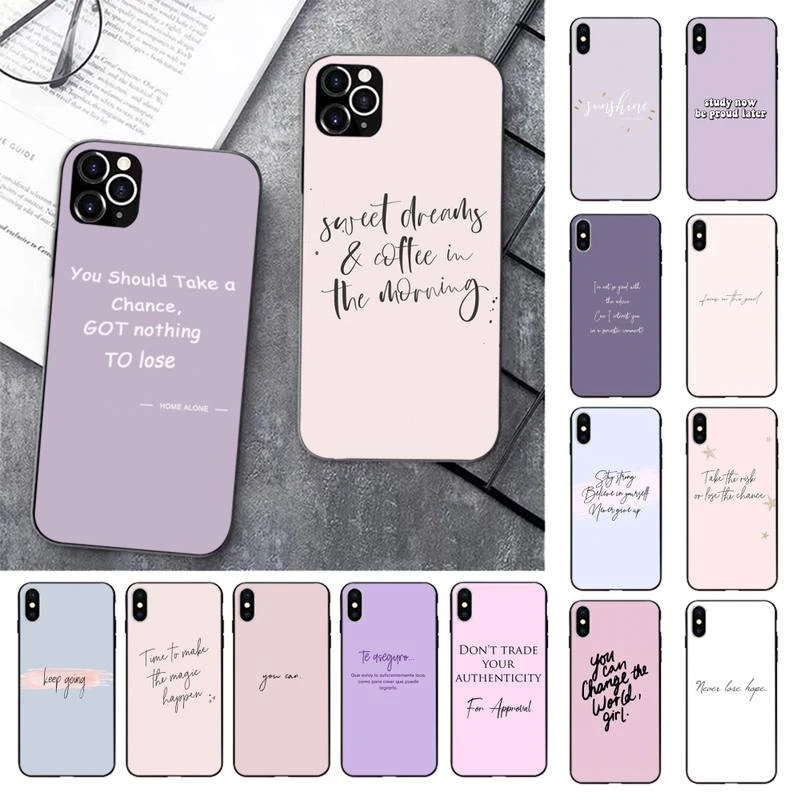 iphone 13 pro max case leather Color background maxim motivating text Phone Case for iPhone 13 11 12 pro XS MAX 8 7 6 6S Plus X 5S SE 2020 XR cover iphone 13 pro phone case