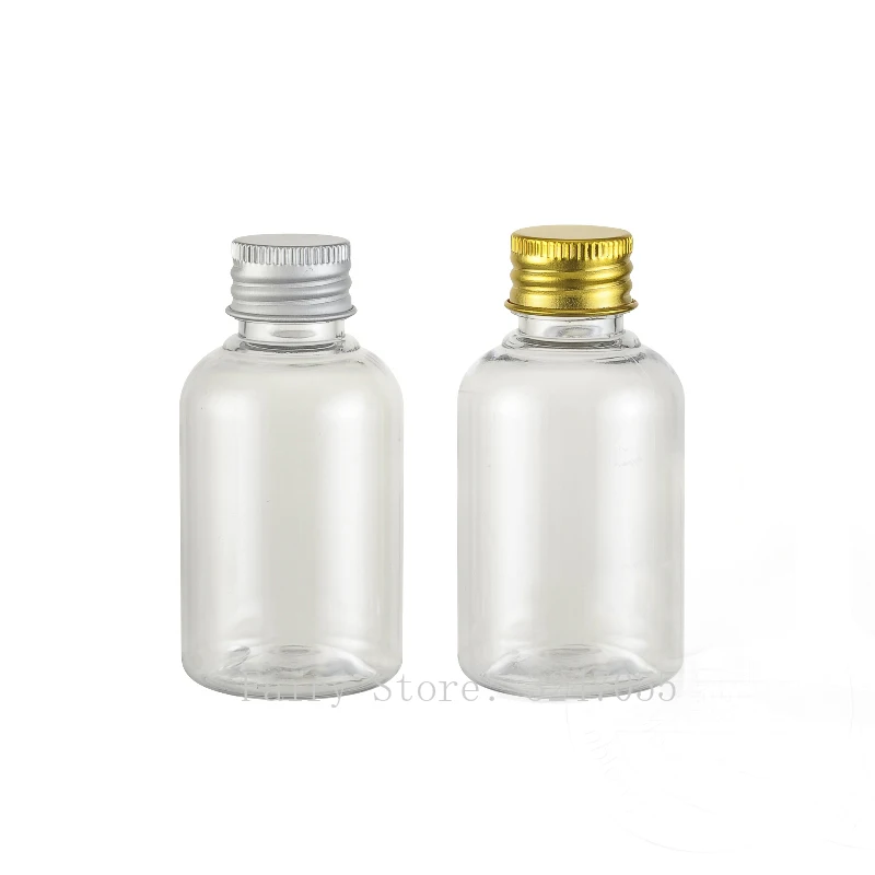 50ml 50pcs/lot Empty PET Cosmetic Clear Emulsion Refillable Lotion Bottle with Aluminum Lid DIY Portable Makeup Liquid Package | Красота и