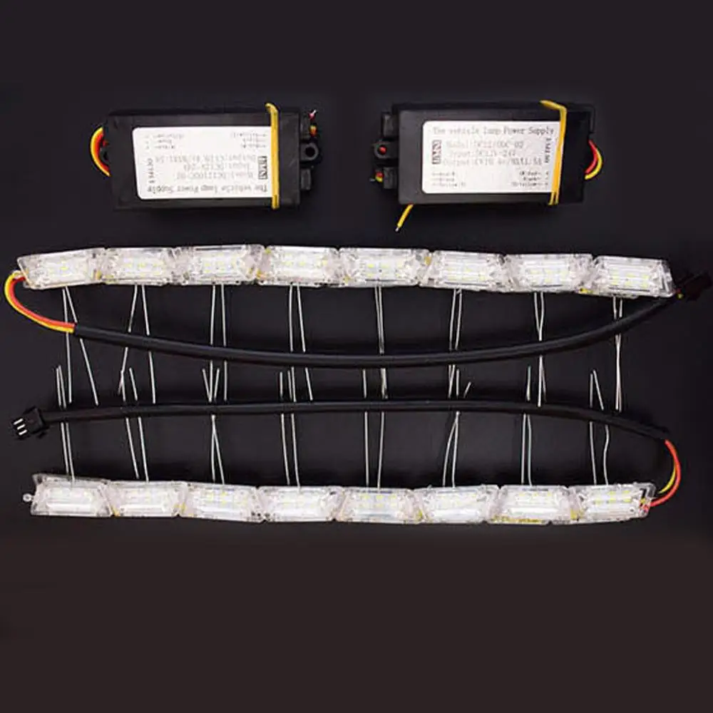 

2X 24V Headlight Flasher Color DRL flowing Turn Signal Flexible White/Amber Switchback LED Knight Rider Strip Light Car Styling