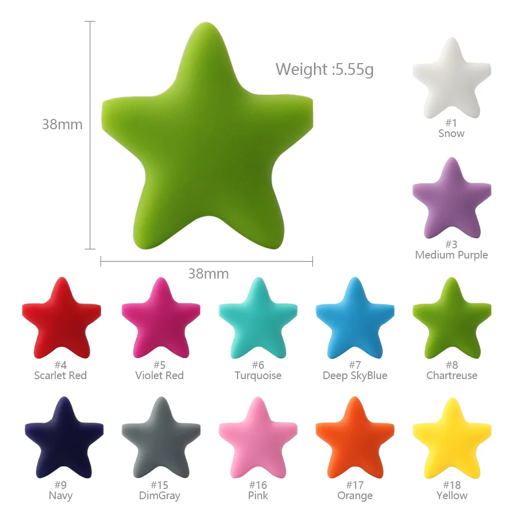 Силиконовые бусины Keep & grow Stars 12 цветов Детские Прорезыватели для зубов пищевая