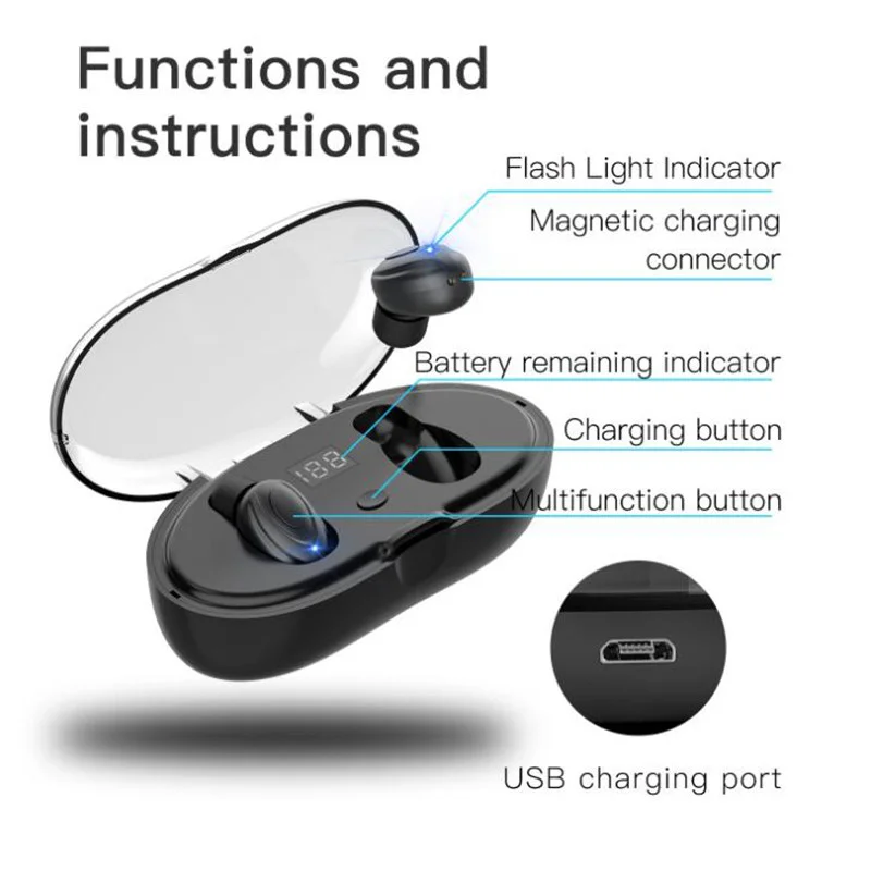 OGYA Wireless TWS 5.0 Bluetooth Stereo Earphone Wireless Earphones Headphones 3300mAh LED Smart Power Bank Phone Holder W23