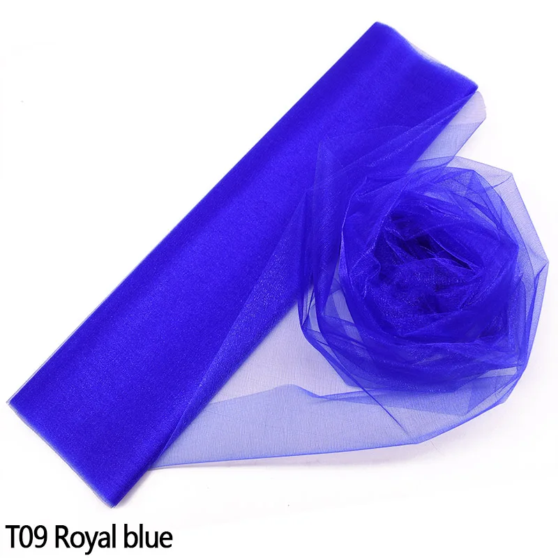 T09 royal blue 10 м 48/72 см пряжа Тюль рулон органзы из фатина с лентой, для Юбка для стола ткань для малыша День рождения Baby Shower деревенский Свадебные украшения - Цвет: T09 royal blue