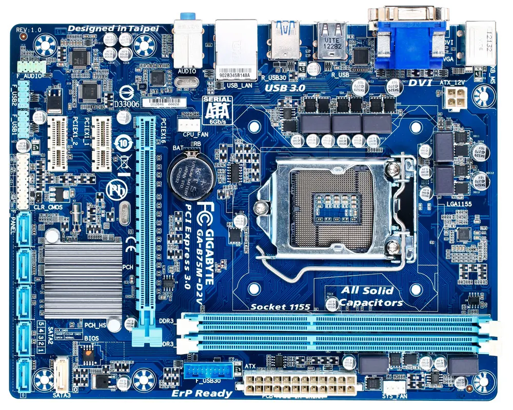 Б/у Материнская плата GIGABYTE Φ поддерживает LGA1155 GA-B75M-D2V и две розетки 1 5 в DDR3 DIMM до 16