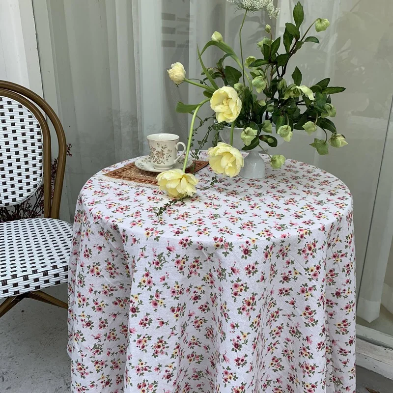 

New Ins retro Cotton Linen Table Cloth Country Style Flower Print Rectangle Table Cover Tablecloth background picnic cloth