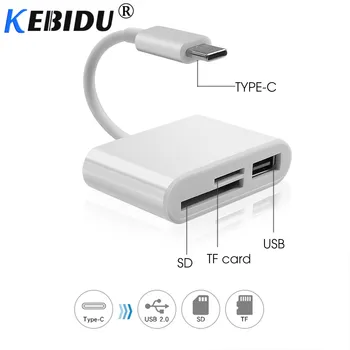 

Kebidu 3 in 1 USB Type C Card Reader Adapter Cable SD Micro TF Card Connection Smart Memory Card Reader For Macbook Pro
