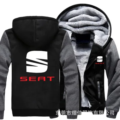 Sudadera con capucha para hombre, chaqueta con Logo de Seat, gruesa, Polar, algodón, cremallera, raglán, chándales para hombre