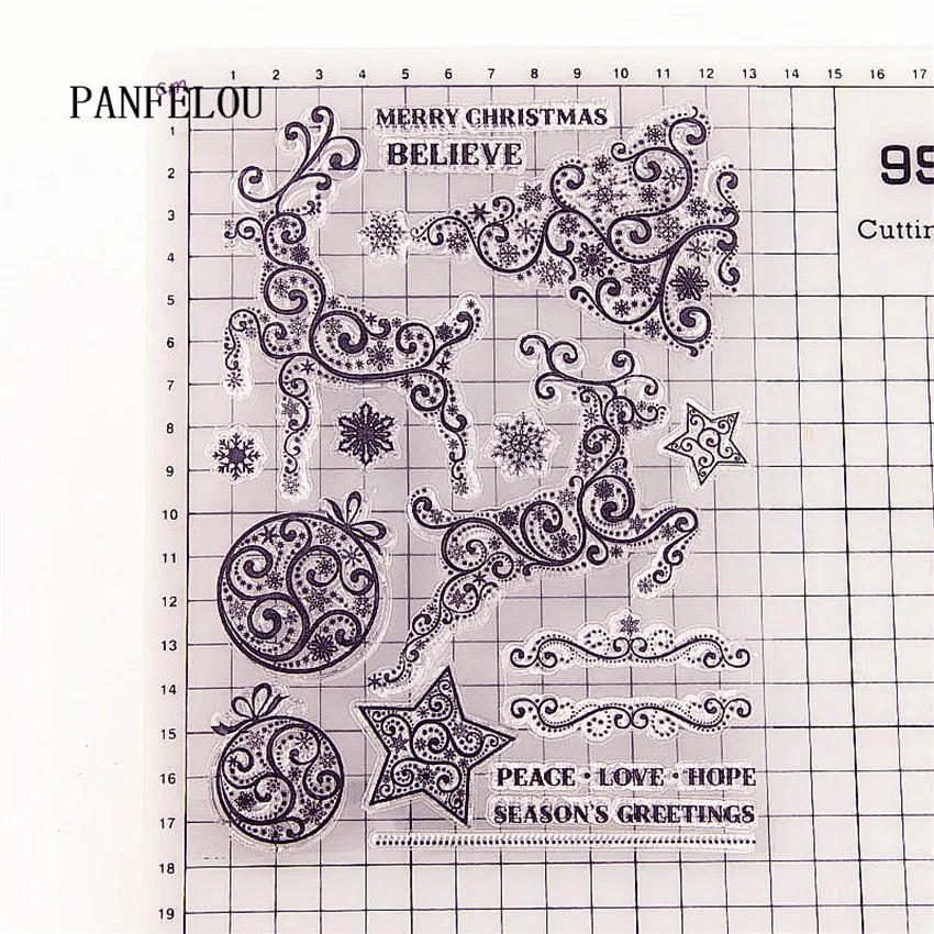 PANFELOU 13x18 см Пасхальный олень дерево звезды Прозрачная силиконовая резина