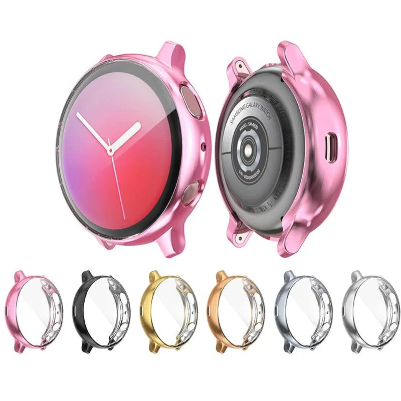 

Soft Full Screen Glass Protective Cover Silicone Protector Case Shell Frame For Samsung galaxy watch active 2 40mm 44mm active2