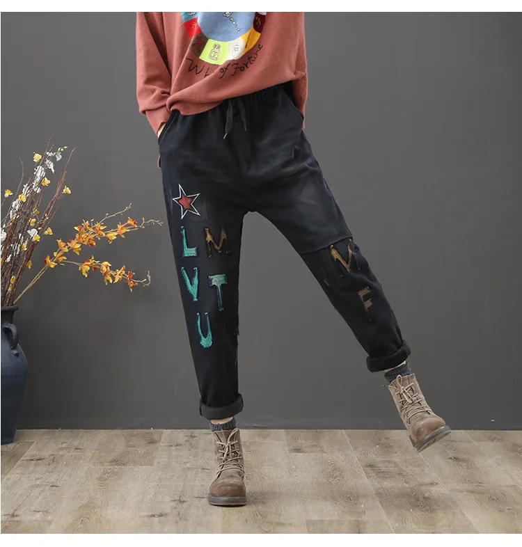 Max LuLu, корейская мода, женские черные винтажные джинсы, женские Лоскутные Джинсовые брюки, повседневные зимние теплые шаровары размера плюс