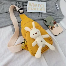 INS нагрудная сумка женская стиль мультфильм милый кролик кукла сумка корейский стиль модная Холщовая Сумка через плечо