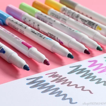 

8 Pcs Colored Double Line Pen Drawing Outline Highlighter Lettering Fluorescent Marker Office School Supply N12 20 Dropshipping