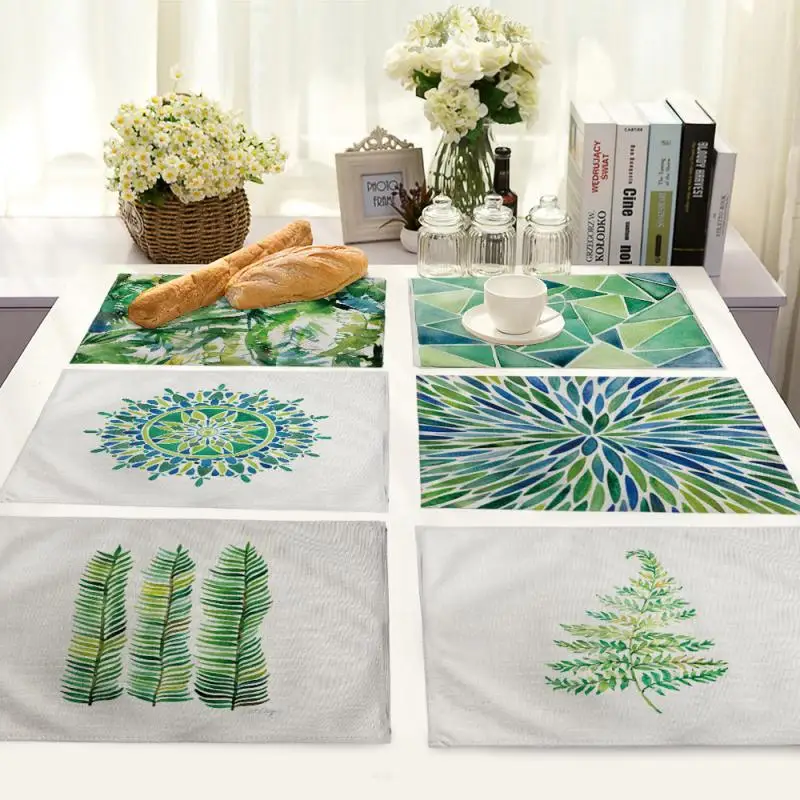 

10pcs Cotton Napkins Linen Napkin Fabric Table Cloth Napkins Decorated Leaf Individual Placemats For Kitchen Breakfast Placemats